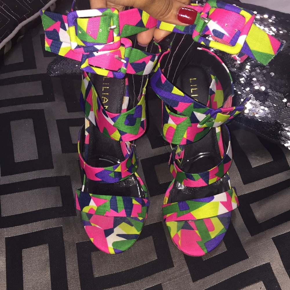 Women Multi Color Open Toe Heels